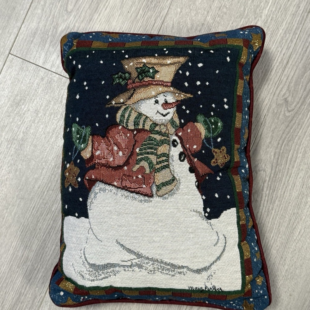 LaFrance Vintage Snowman With Pillow Woven Signature